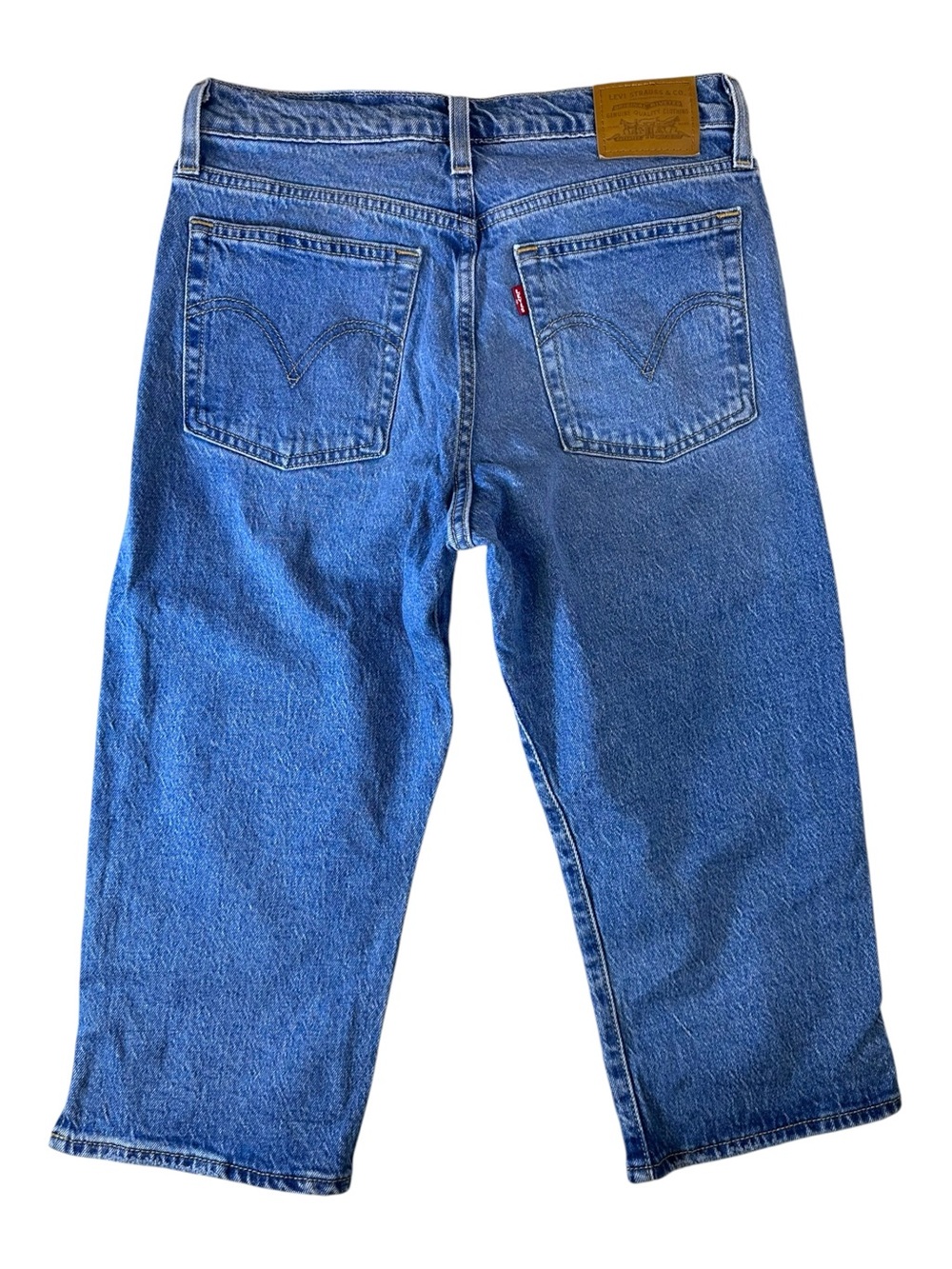 Levi's Wedgie Capri Jeans Next Saturday No Crease Medium Wash High Rise Size 28 - Picture 2 of 11